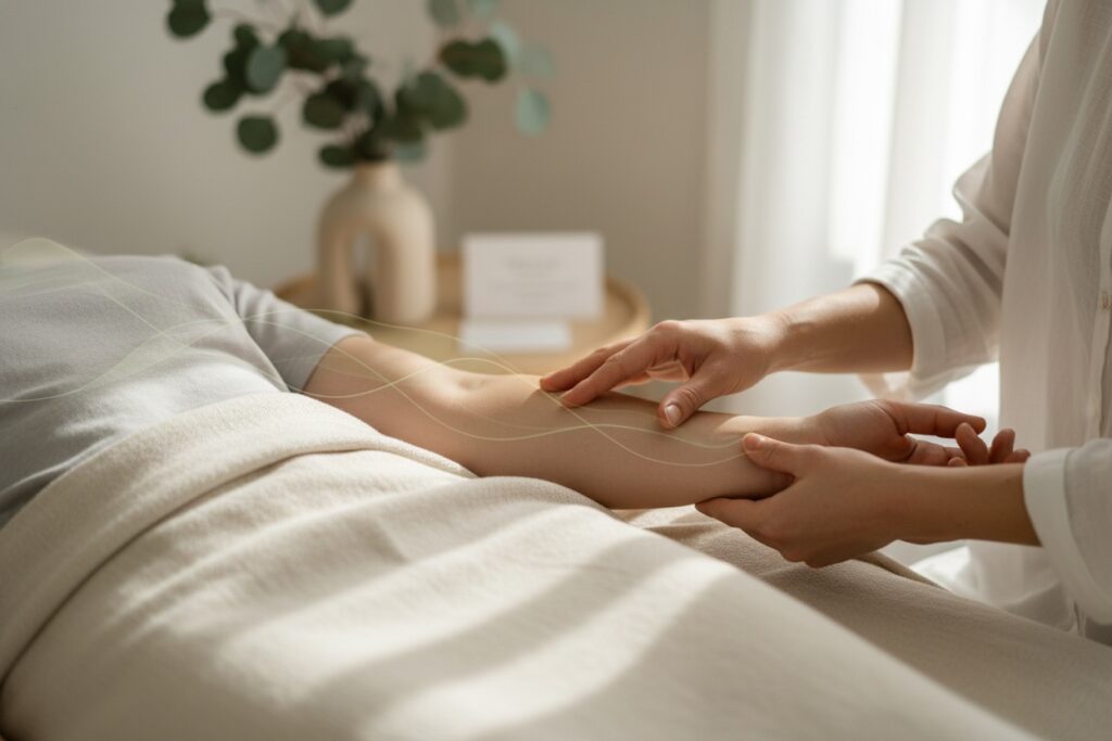 How Emotional Stress Shows Up in the Body (and How to Release It) 1 Emotional Stress being released by a kinesiologist