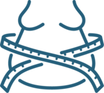 Graphic outline of a waist being measured