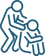 Outline figure of person caring for someone with anxiety or depression